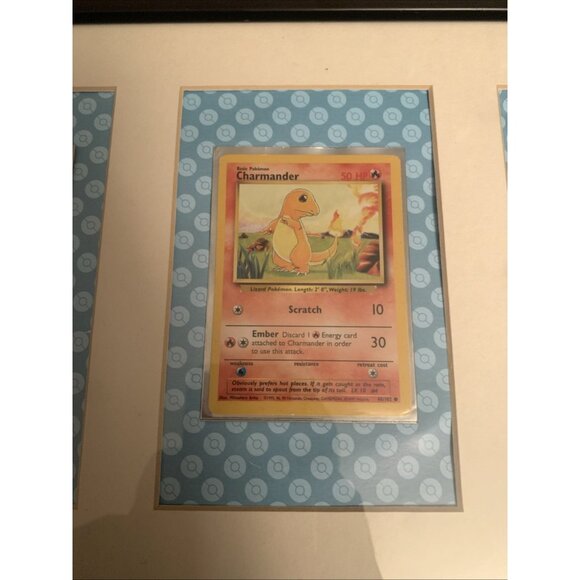 Framed Charmander Squirtle Bulbasaur LP Base 44 46 63/102 Pokemon TCG - Picture 3 of 4
